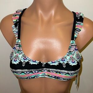 NWT raisins bikini top bra size S ruffle